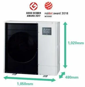 Dimensiuni Mitsubishi Electric Zubadan PUD SHWM60.80.100.120.230VYAA